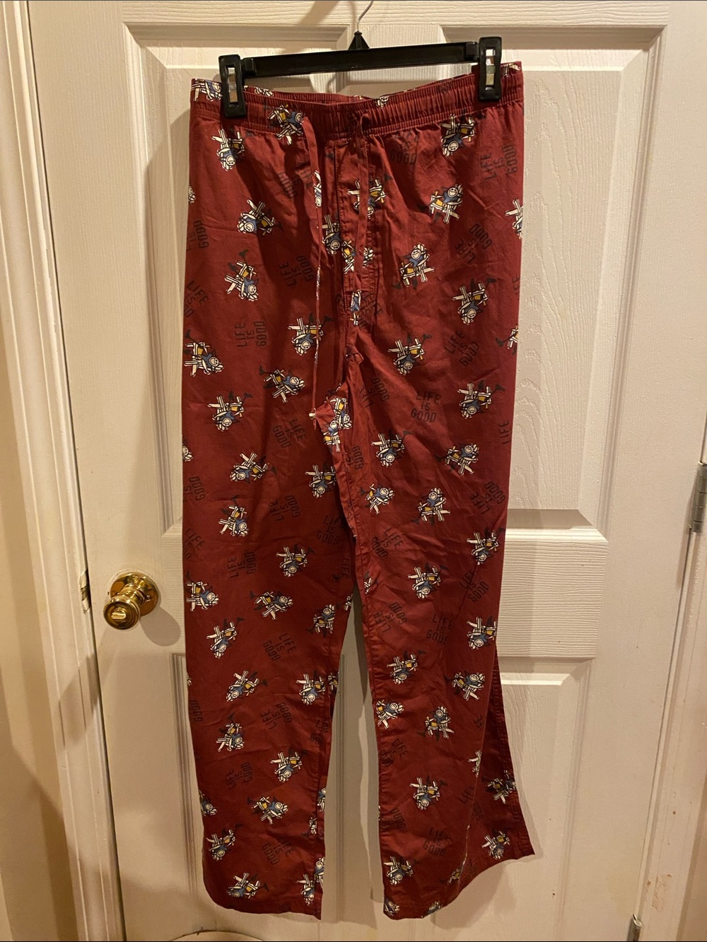 Life Is Good Men's Maroon Pajama Pants with Multicolor Print